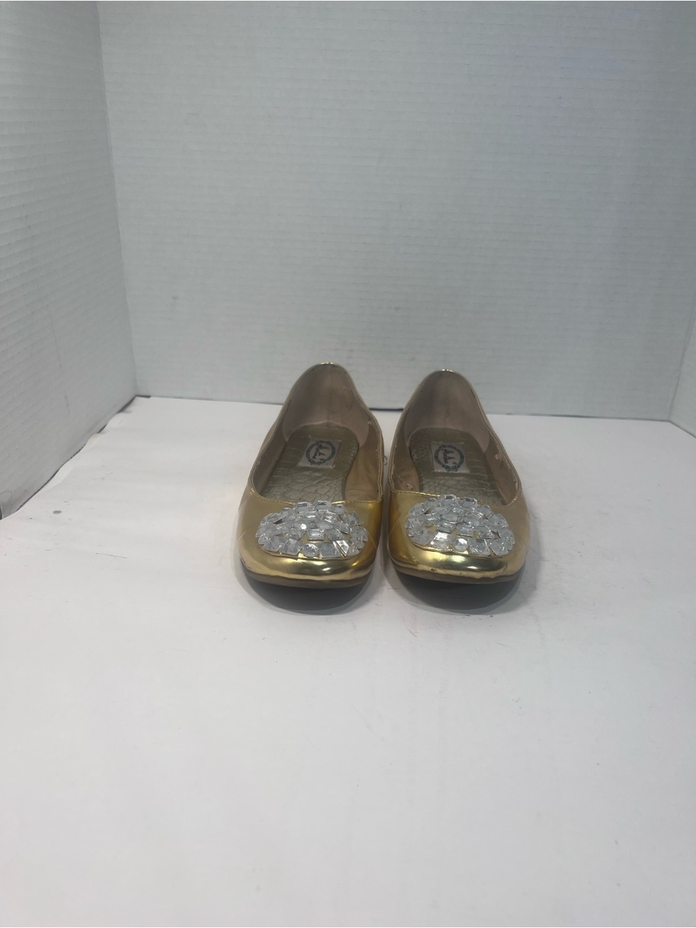Italina Gold Crystal-Embellished Ballet Flats